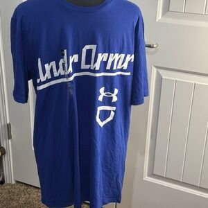 Under Armour Mens Baseball Script Short‎ Sleeve T-Shirt, Royal, Size XL